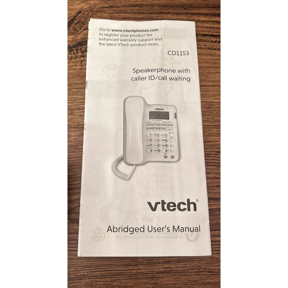 VTech CD1153 Corded Speakerphone w Caller ID & Call Waiting Handsfree White - Picture 7 of 10